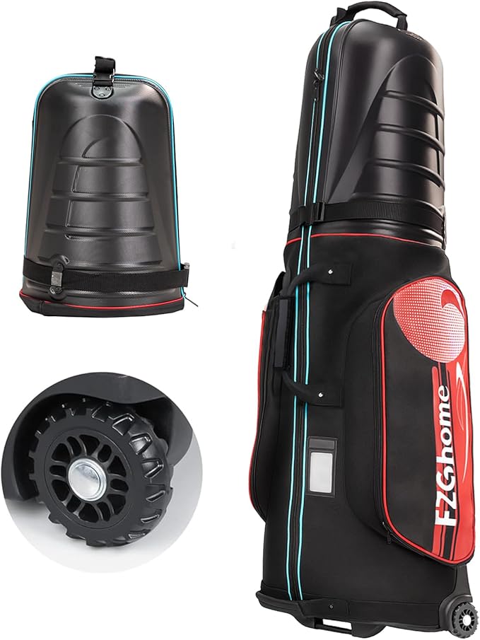 Golf Travel Bags for Airlines with Hard Case Top & Wheels, Hard Shell Top Protect Golf Club, Made of 1680D Heavy Duty Oxford, Internal Strap for Fixing, Lightweight and Easy to Maneuver