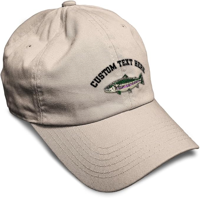 Custom Soft Baseball Hat Embroidered Dad Hat Fish Rainbow Trout Men & Ladies Baseball Cap Cotton