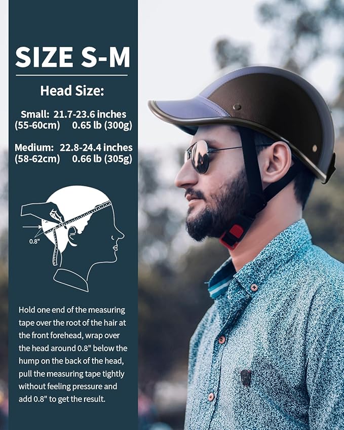 Adult Baseball Cap Helmet - Urban Style for Golf, Low Profile Urban Commute PU Retro Leather Hat for Men & Women