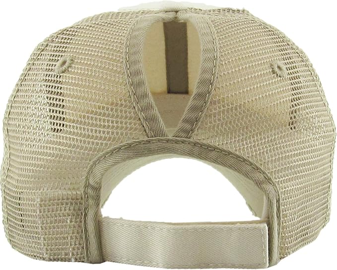 Classic Plain Ponytail Messy High Bun Headwear Adjustable Cotton Trucker Mesh Glitter Hat Baseball Cap