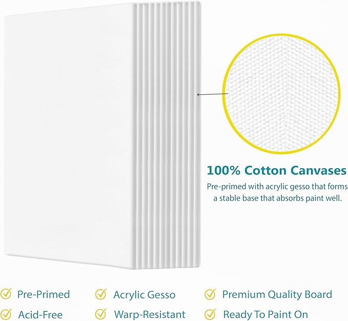 KEFF 12-Pack Bulk Canvas Boards, 9x12 Canvas - Image 3
