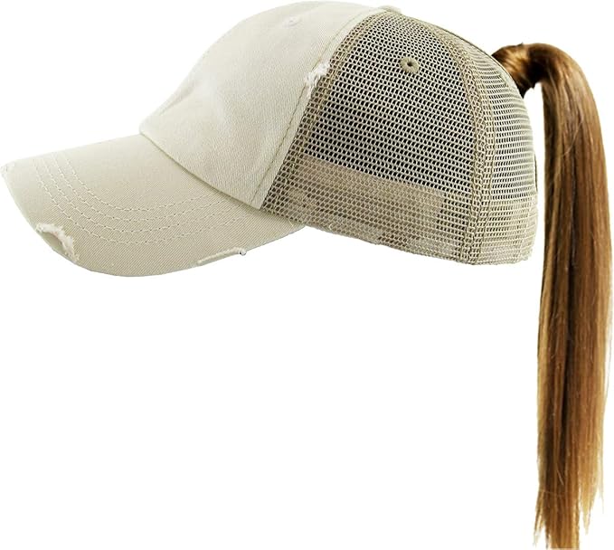 Classic Plain Ponytail Messy High Bun Headwear Adjustable Cotton Trucker Mesh Glitter Hat Baseball Cap