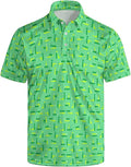 HUURAY Funny Golf Polos for Men Funny Print Short Sleeve Shirts Quick Dry Polo Shirts Hawaiian Shirt Performance Golf Outfits