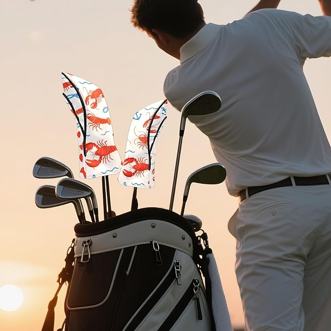 Golf Headcovers Fits Driver Hybrid Fairway 3/5 Wood, Waterproof PU Leather Golf Club Protector, Ideal Sports Accessories & Golfer Gift Colorful Geometry