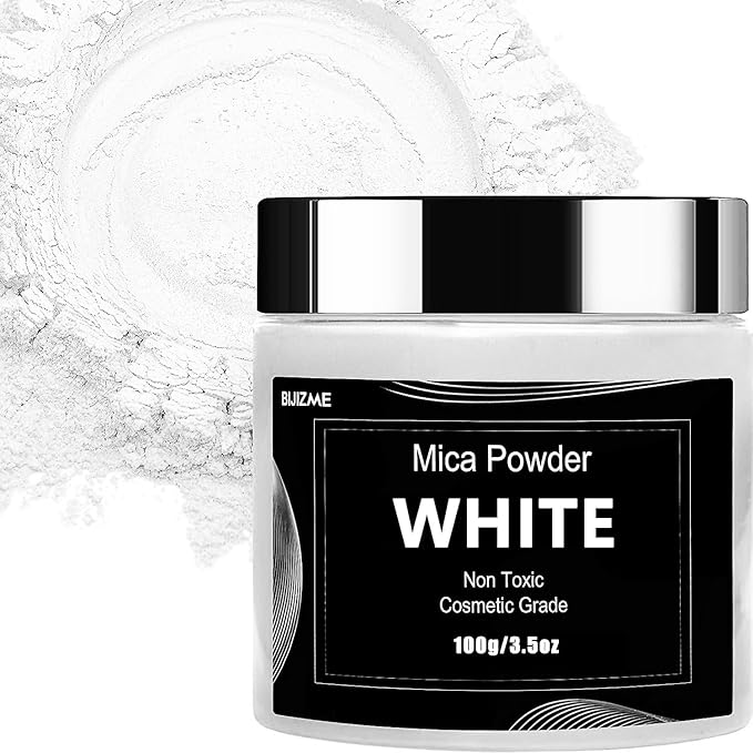 White Mica Powder Pigment -Cosmetic Grade Metallic Mica Powder by BIJIZME