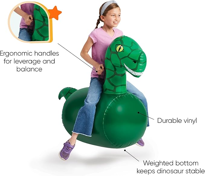 Hearthsong Hop N Go Inflatable Dino Riding Bouncy Hopping Toys - Image 3