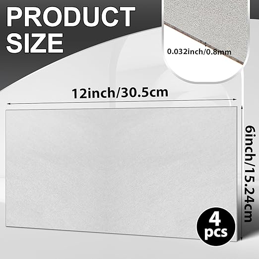 Zonon 4 Pcs 20 Gauge Steel Sheet Metal Cold Roll Steel Sheet 12" x 6" x 0.032" - Image 2