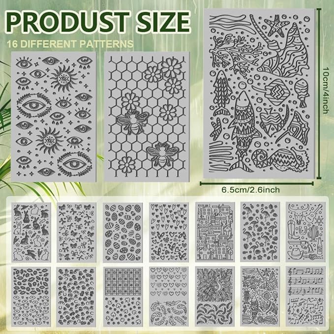 CHGCRAFT 16 Sheets Bee and Butterfly Clay Texture Mat Cowboy Pattern Polymer - Image 2
