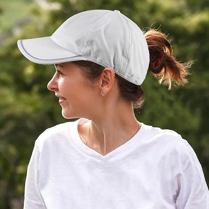 SHINCHIC Womens Ponytail Baseball Cap UPF50+ Waterproof Golf Hat High Bun Pony Cap Breathable Dad Hat for Outdoor