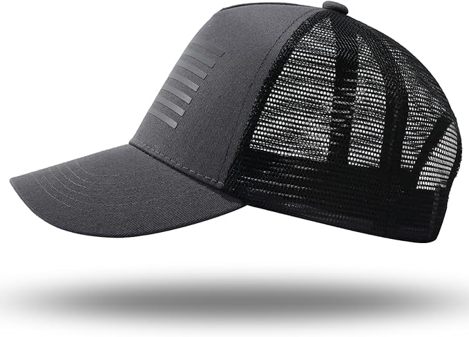 American Flag Trucker Hat - Snapback Hat, Baseball Cap for Men Women - Breathable Mesh Side, Adjustable Fit - for Casual Wear