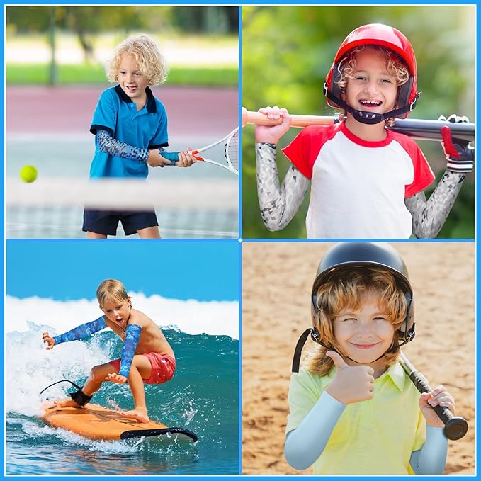 Mepase 14 Pairs Arm Sleeves for Kids UV Sun Protection Cooling Arm Compression Cover Boys Baseball Football Basketball Sport