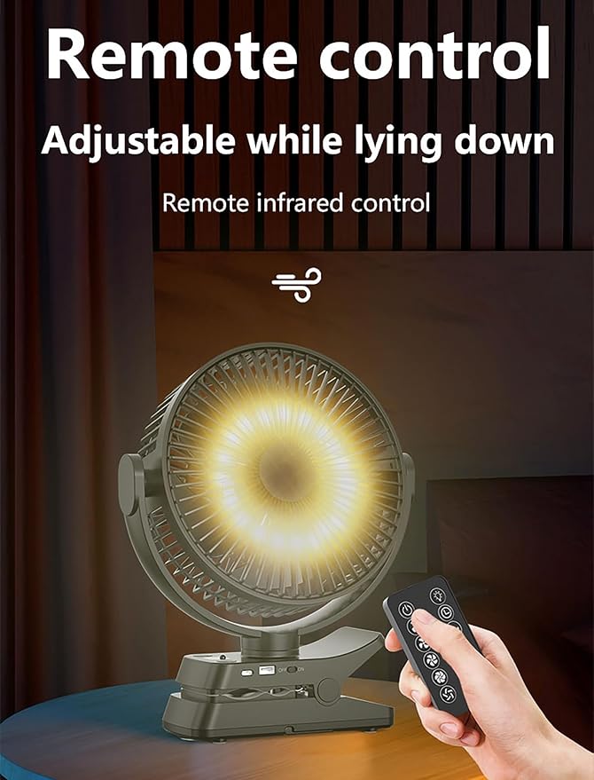 8-inch Magnetic Clip on Fan for Golf Cart, 12000mAH Battery Operated Portable Fan with 5 Speeds, LED Lantern, Magnetic Base, Compatible with EZGO Club Car Yamaha, Ideal Golf Cart Accessories