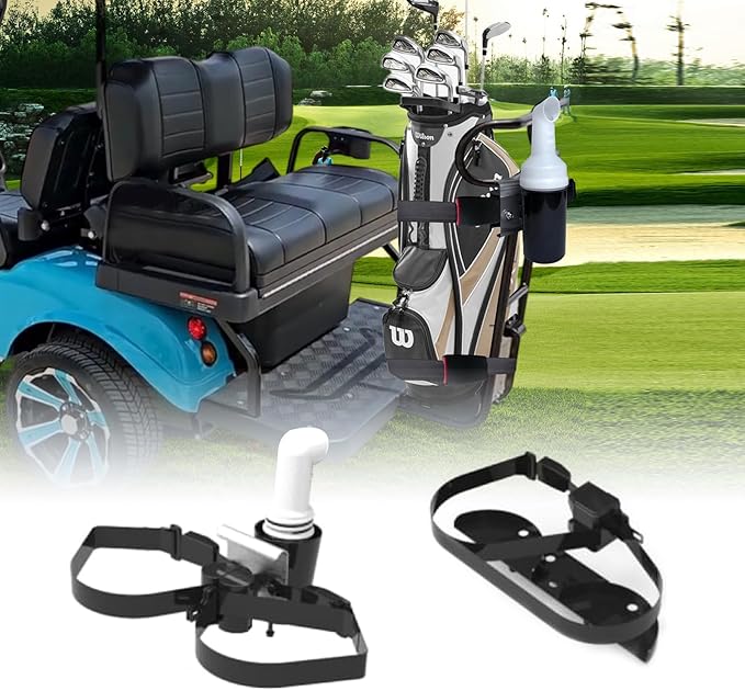 No Drilling Golf Cart Bag Holder Attachment with Sand Bottle Kit,Adjustable Golf Cart Rear Seat Bag Rack Fit for Evolution Golf Cart D2 Classic Carrier & Forester,Better Fixation,Space-Saving