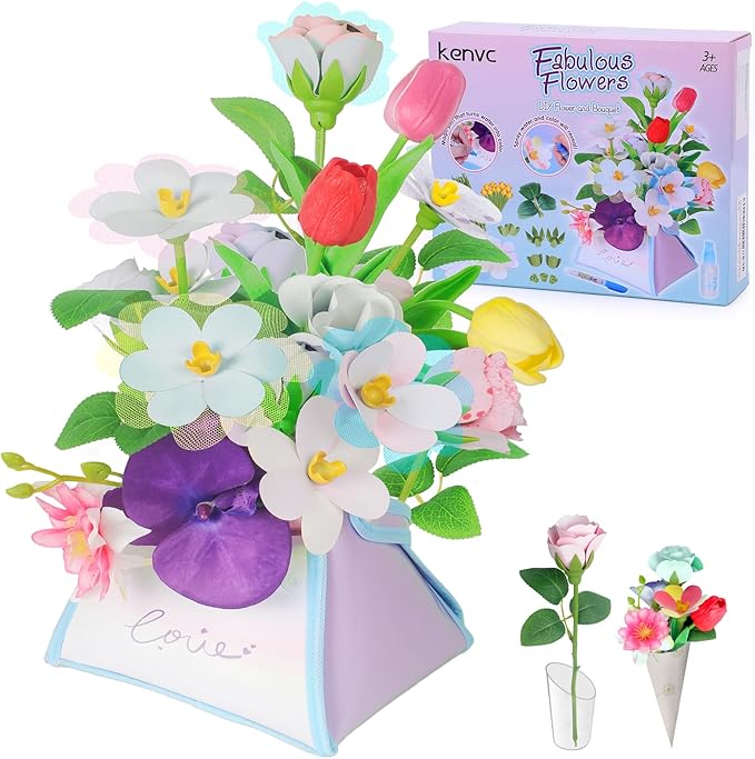 kenvc DIY Flower Bouquets Toys, Fabric Flower Market Toy is by Kenvc