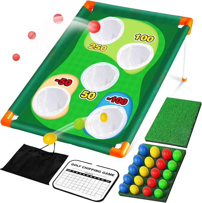 TOY Life Golf Cornhole Game Golf Corn Hole Set Chipping Golf Game Adults Kids Backyard Golf Game Golf Yard Corn Hole Game Golf Training Equipment Chipping Outdoor Indoor Golf (NO Club Included)