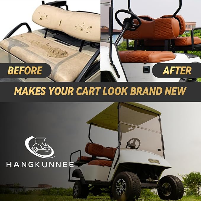 Golf Cart Seat Covers for EZGO TXT Club Car DS Gas or Electric OEM Regular Seat Cushion, No Staple, Golf Cart Vinyl Replacement Seat Cover