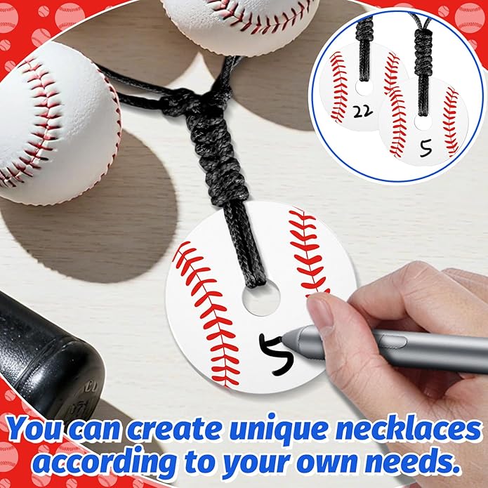 Baseball Pendant Necklace, Adjustable Baseball Game Day Drip Necklace for Men Women Fan Lovers Coach Team