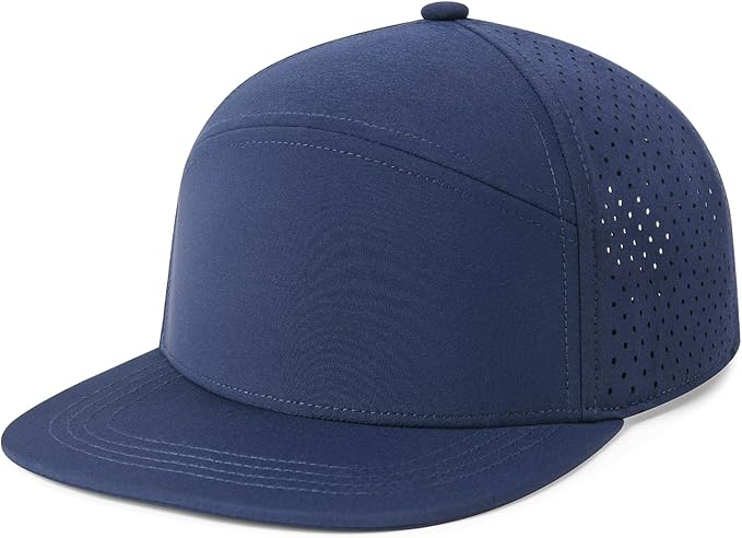 FEINION Men Flat Brim Adjustable Performance Hat Snapback Laser Perforated Baseball Cap