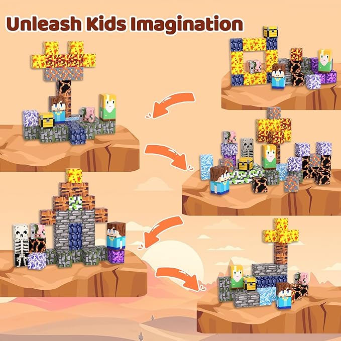 Magnetic Blocks, Magnetic Tiles Building Blocks, Magnet Cubes STEM Sensory Game - Image 3