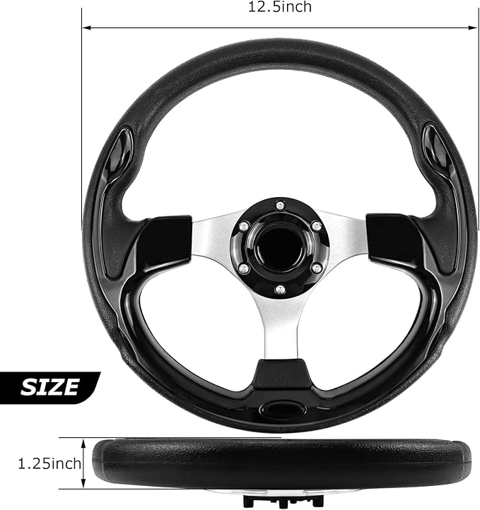 Golf Cart Steering Wheel, Skid Steering Wheel, Universal Golf Cart for Club Car EZGO RXV and TXT, Yamaha, Precedent Tempo, DS