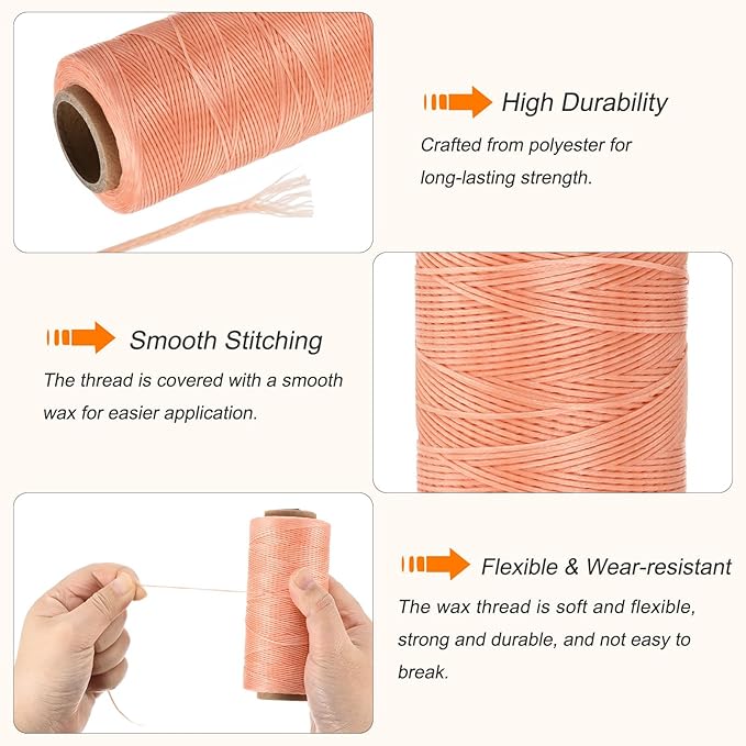 MECCANIXITY Waxed Thread, 284 Yard 0.8mm 150D Flat Wax Thread Polyester Waxed - Image 3