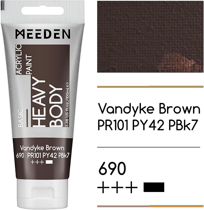 MEEDEN Acrylic Paint Vandyke Brown: 100ml/3.38oz Heavy Body Acrylic Paint Tube - Image 2