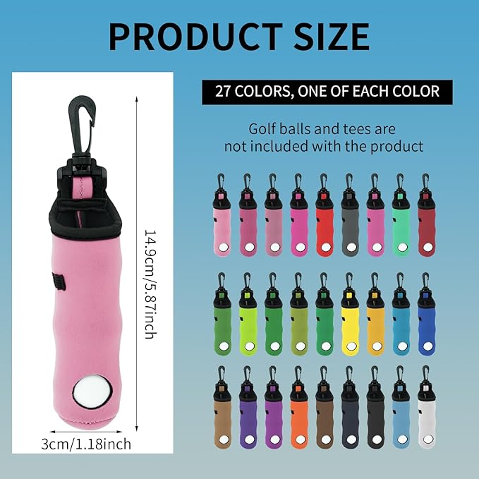 27 Pcs Golf Ball Carry Bag with Hook Accessories Portable Neoprene Pouch Tee Holder for Women Men Gifts
