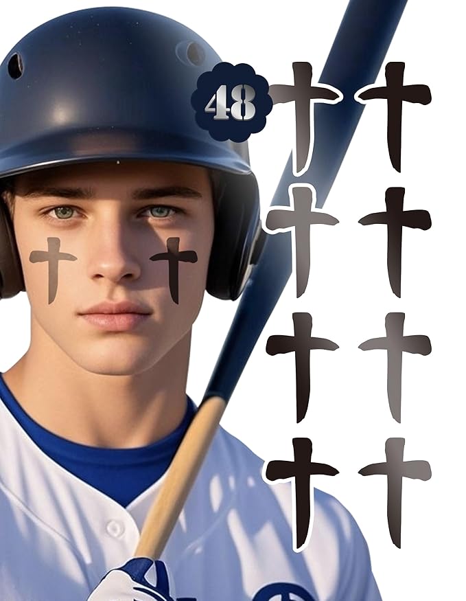 48 Pairs Eye Black Stickers, Sports Face Eyeblack Sticker for Baseball Football Softball Themed Party Birthday Party Supplies