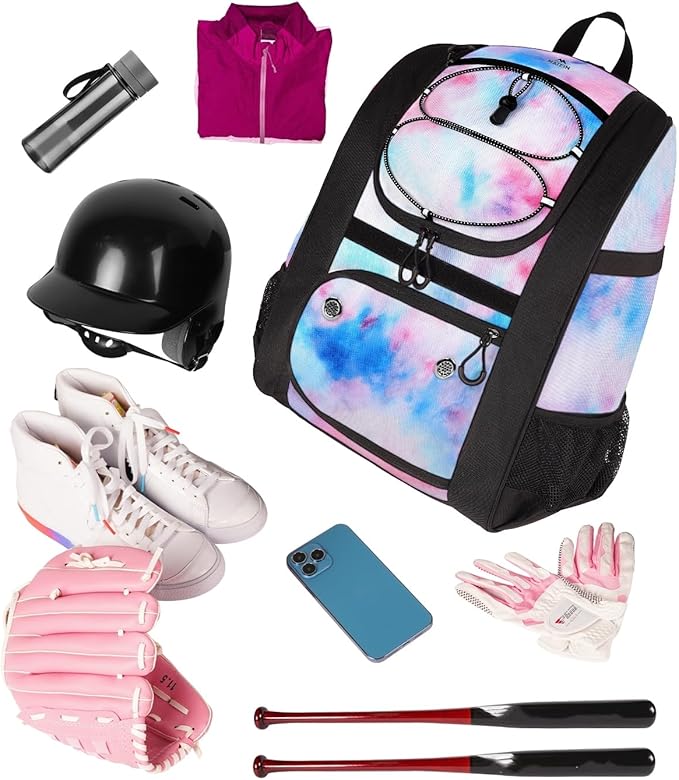MATEIN Softball Bag, Lightweight Baseball Backpack with Shoe Compartment, Baseball Bag with Fence Hook for TBall Bat & Equipment, Softball Gifts Catchers Backpack for Women Fit Catcher’s Mitt, Helmet