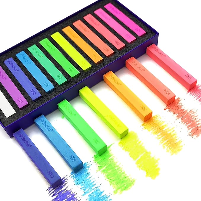 Artecho 12pcs Neon Soft Pastels, Square Chalk - Image 3