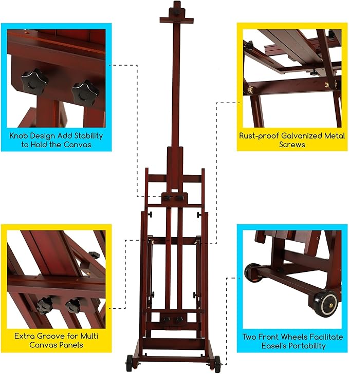 MEEDEN Multi-Function Studio Easel, H-Frame Easel, Painting Easel - Image 5
