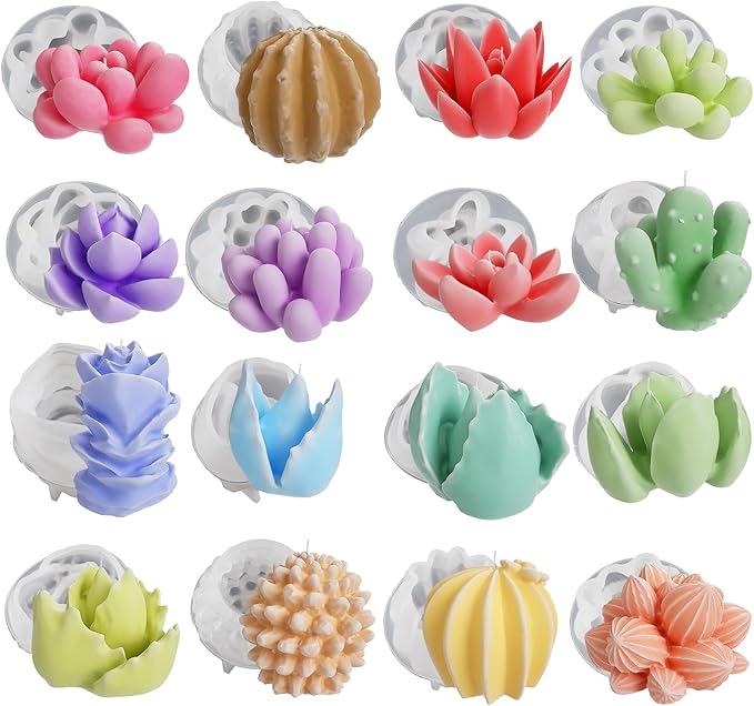 Succulent Candle Mold 16 Pcs by EVERELAMSiliconeMolds