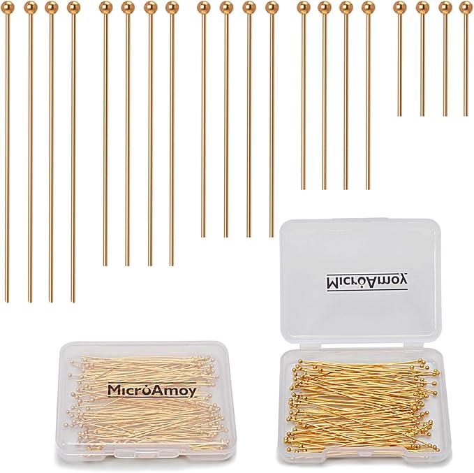 150pcs 18K Gold Filled Ball Pins Non Tarnish Craft Earring Bracelet Jewelry by MICROAMOY