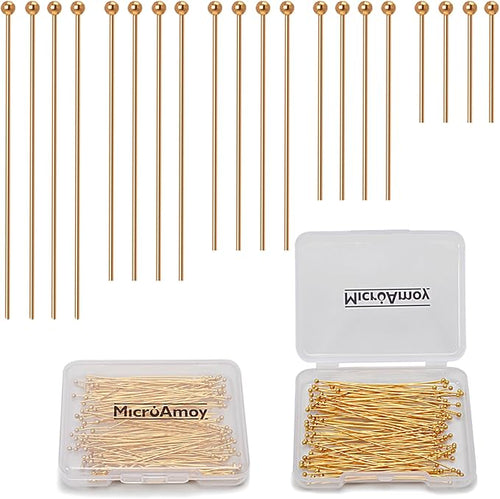 100pcs 18K Gold Filled Ball Pins Non Tarnish Craft Earring Bracelet Jewelry by MICROAMOY