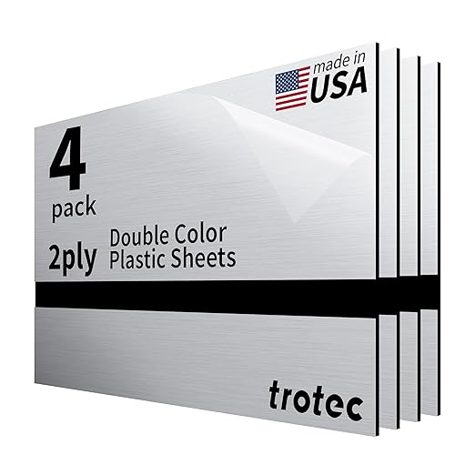 Trotec | Metallic Looking Acrylic Sheet | 12"x20"x1/16, Name Plate | USA Made by TrotecEngravingSupplies