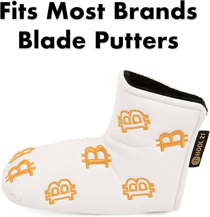 Bitcoin Golf Putter Cover for Blade and Mallet Putters - Golf Headcovers for Club Protection - HODL 21 Golf Accessories
