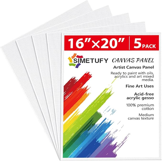 Simetufy 12 x 16 inch 5 Pack Painting Canvas Boards- Gesso Primed Acid-Free - Image 9