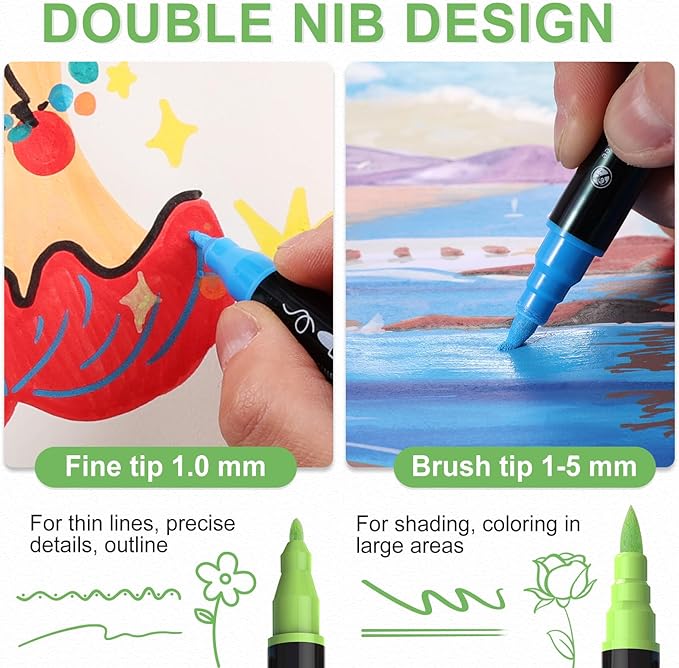 80 Colors Acrylic Paint Markers, Waterproof Dual Tip Acrylic Paint Pens - Image 3