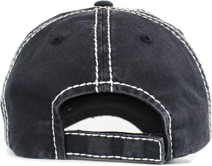 Funky Junque Distressed Vintage Baseball Cap - Embroidered Patch Women's Hat - Holiday, Lifestyle & Patriotic Designs