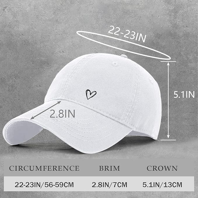 Pairxily Vintage Heart Embroidered Baseball Cap Distressed Adjustable Hat for Women Low Profile Dad Hats Unisex Cotton Cap