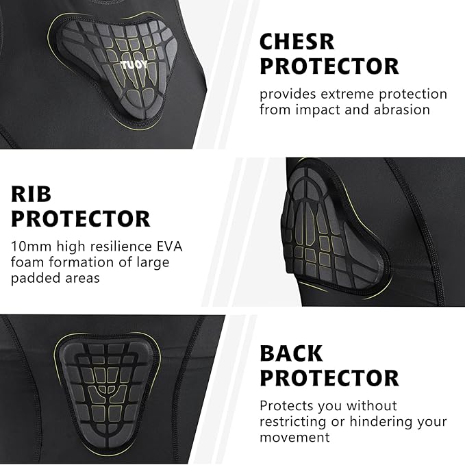 Youth Padded Compression Shirt Vest Rib Chest Protector Football Baseball