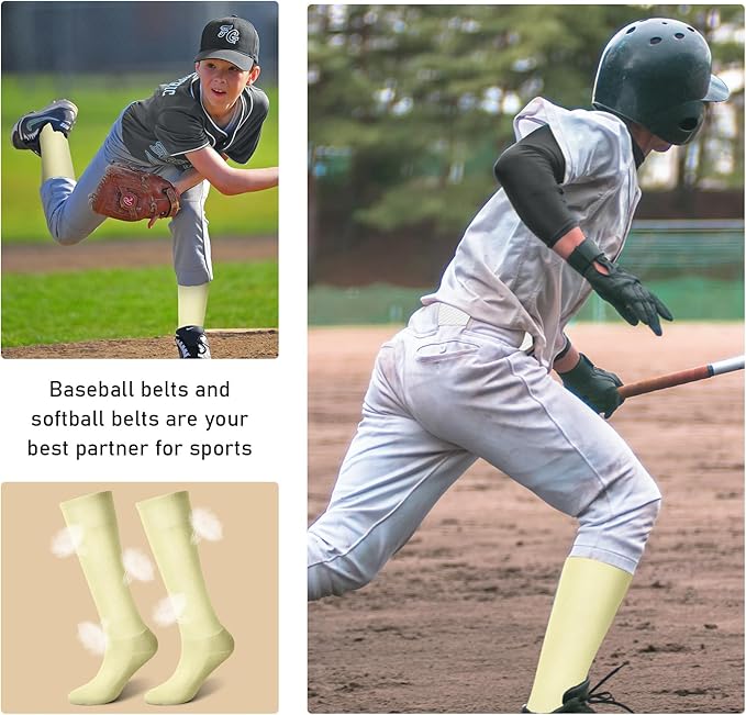 Zhanmai Baseball Belt and Socks Combo, Adjustable Elastic Belt and Softball Socks, Multiple Sizes for Youth Boys Girls, Adult