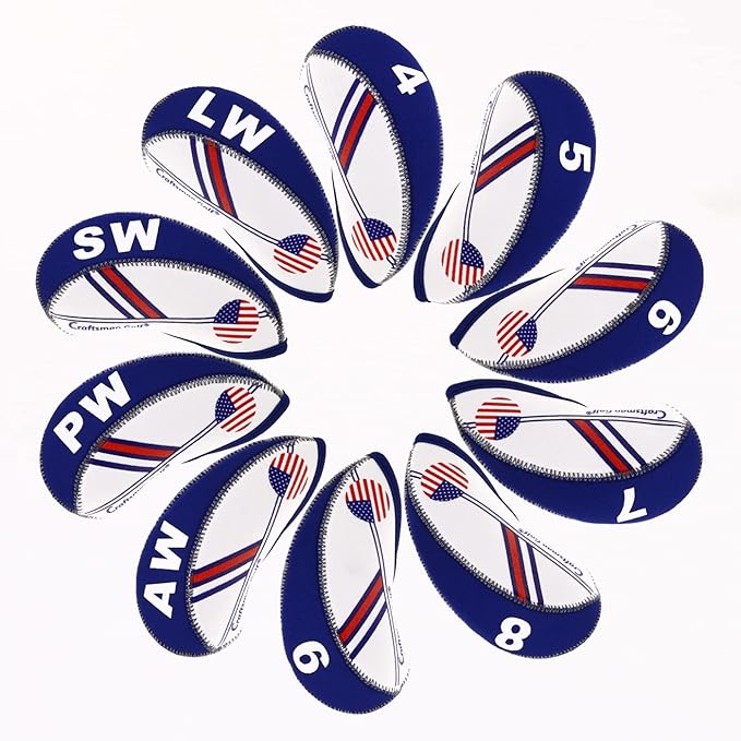 Craftsman Golf US Flag Neoprene Golf Club Head Cover Wedge Iron Protective Headcover for Callaway, Ping, Taylormade, Cobra, Etc.