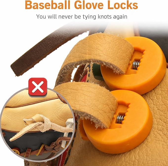 AliBall Glove Locks, Lace Locks for Baseball Glove 8 Pack, Never Need Thying Knots Again, Strong Elasticity, Made Plastic and Springs, Fits All Gloves, Baseball Gloves Accessories