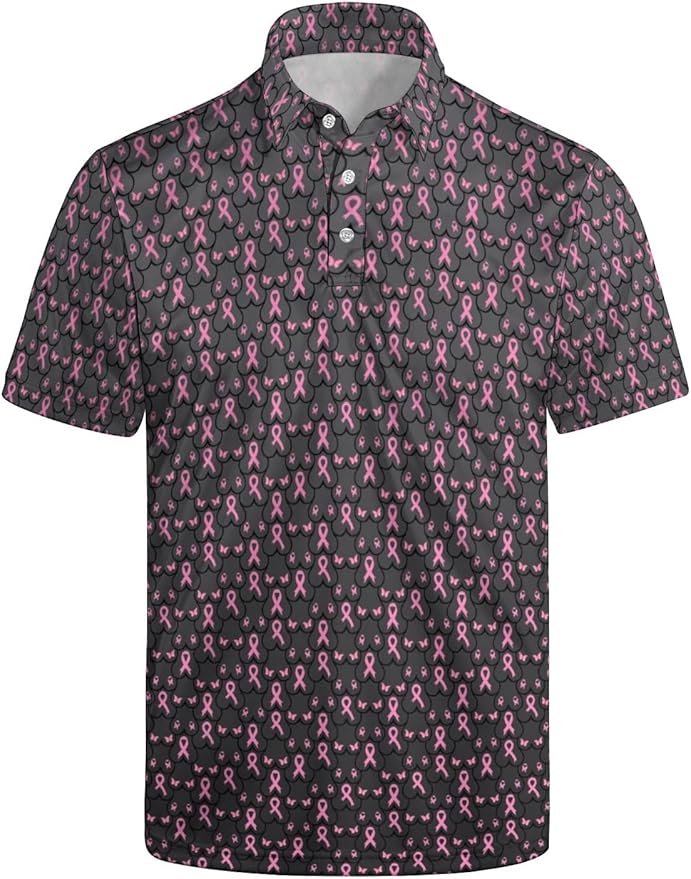 HUURAY Funny Golf Polos for Men Funny Print Short Sleeve Shirts Quick Dry Polo Shirts Hawaiian Shirt Performance Golf Outfits