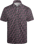 HUURAY Funny Golf Polos for Men Funny Print Short Sleeve Shirts Quick Dry Polo Shirts Hawaiian Shirt Performance Golf Outfits