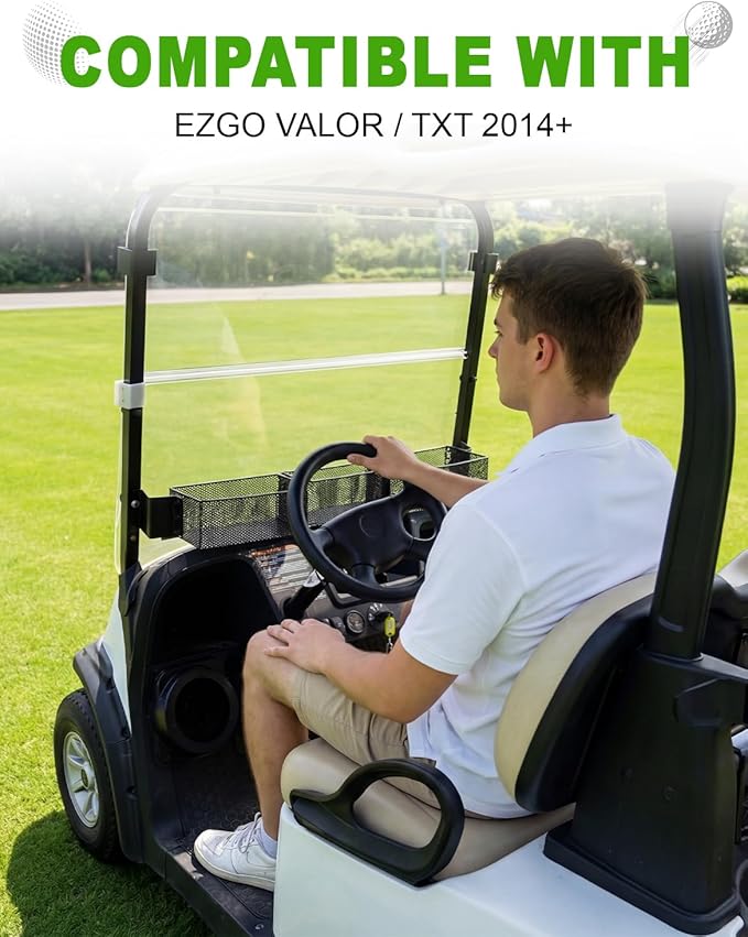 Golf Cart Front Inner Basket for EZGO TXT RVX VALOR Yamaha G29 Drive2 G16-G22 Club Car DS Tempo Modular Mesh Storage Tray Organizer for Extended Space (EZGO VALOR/TXT 2014+)
