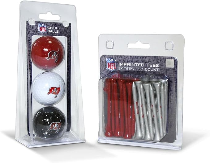 Team Golf NFL Kansas City Chiefs 3 Golf Balls and 50 Golf Tees Logo Imprinted Golf Balls (3 Count) & 2-3/4" Regulation Golf Tees (50 Count), Multi Colored