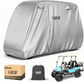 10L0L Golf Cart Cover 2/4/4+2 Passenger for Yamaha EZGO Club Car, Heavy Duty 420D Waterproof Windproof Durable Oxford Golf Cart Cover with 3 Zipper Doors for All-Weather Protection (Black/Silver)