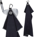 Magnetic Golf Towel 16x24 Ultra Absorbent Waffle Microfiber, Strong Magnet for Cart Clubs, Spot-Clean Design Golf Accessories Gifts for Men(Black+Grey Edge)